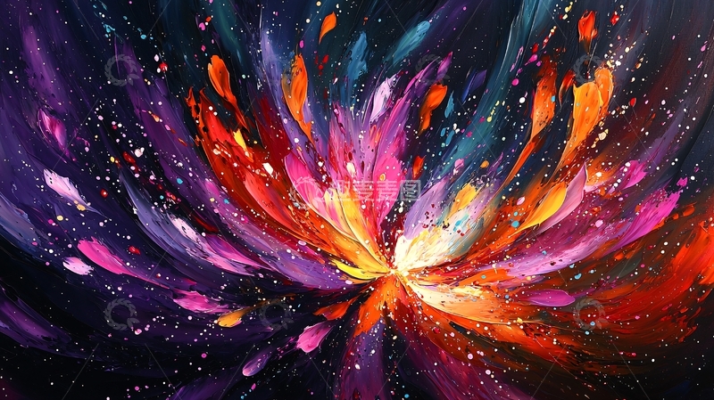高清大图下载【趣麦麦图】色彩斑斓的抽象油画