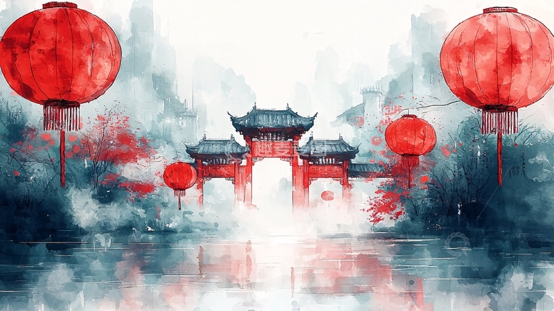 高清大图下载【趣麦麦图】水墨中国风古镇