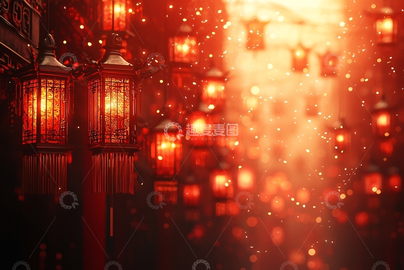 高清大图下载【趣麦麦图】红光灯笼夜景