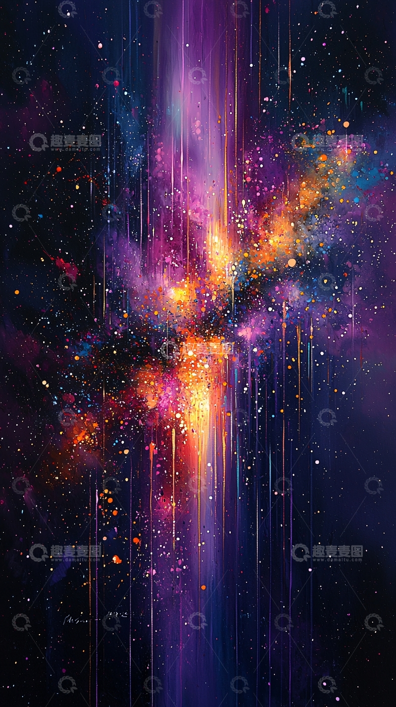 高清大图下载【趣麦麦图】宇宙星云彩色光柱