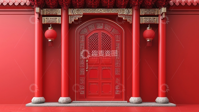 高清大图下载【趣麦麦图】中式红门