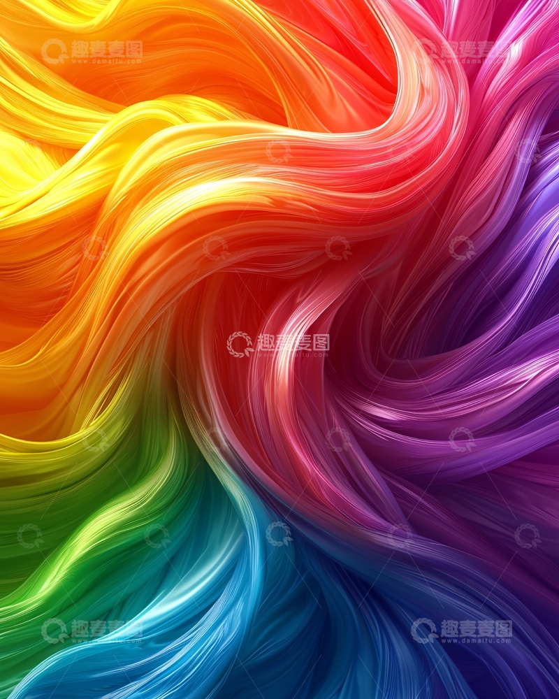 高清大图下载【趣麦麦图】彩色丝带旋转