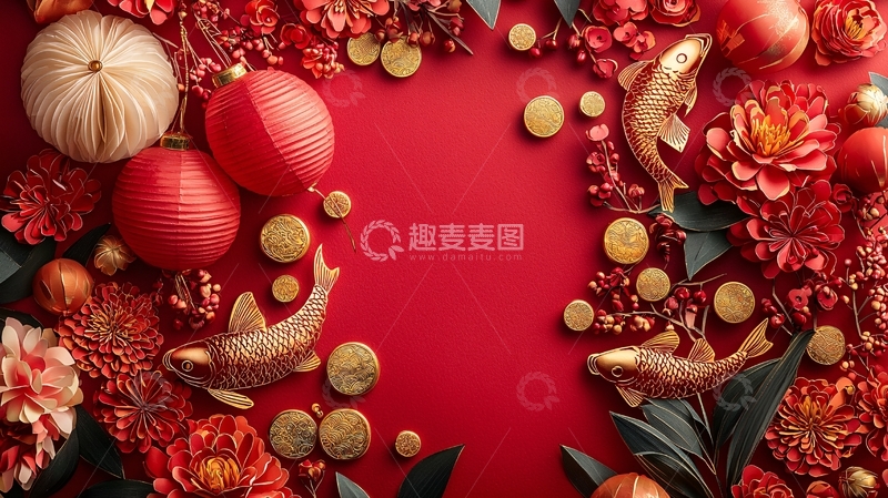 高清大图下载【趣麦麦图】红色喜庆中国风背景