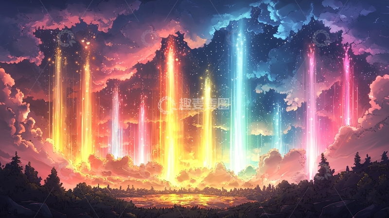 高清大图下载【趣麦麦图】彩虹光柱