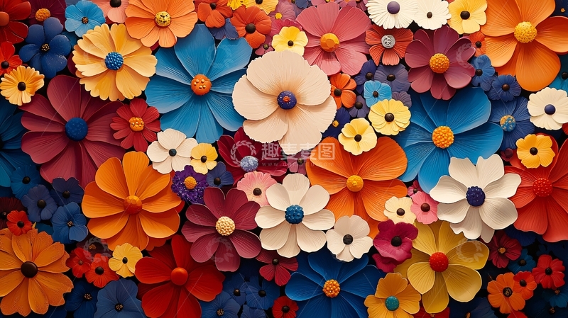 高清大图下载【趣麦麦图】彩色花朵背景