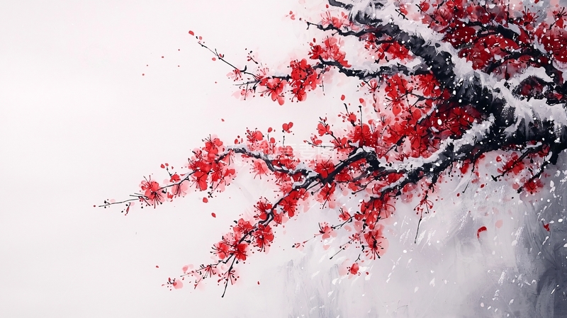 高清大图下载【趣麦麦图】雪中红梅