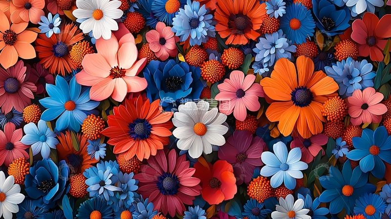 高清大图下载【趣麦麦图】多彩花朵背景图