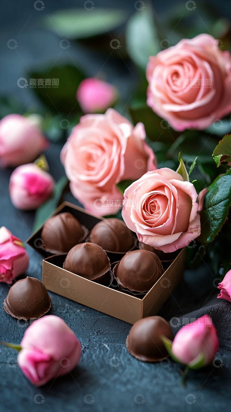 高清大图下载【趣麦麦图】粉色玫瑰巧克力