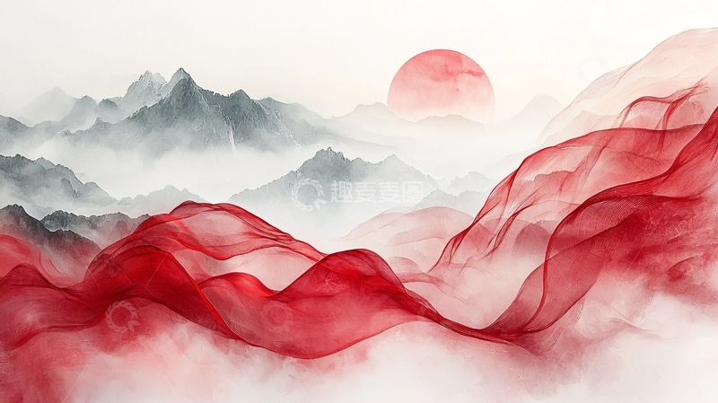 高清大图下载【趣麦麦图】水墨山水画749