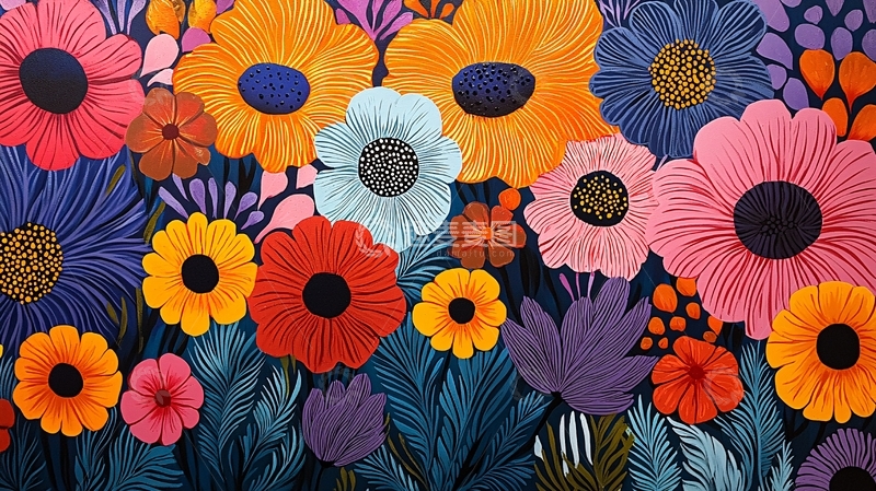 高清大图下载【趣麦麦图】色彩鲜艳的花卉图案