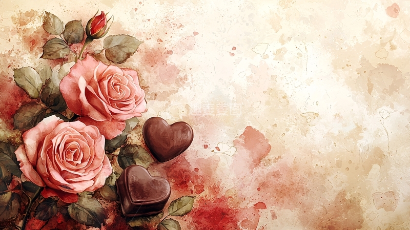 高清大图下载【趣麦麦图】复古玫瑰巧克力情人节