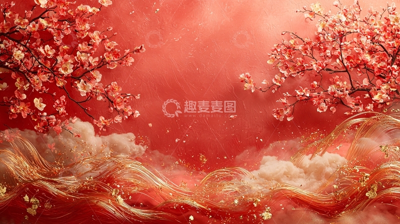 高清大图下载【趣麦麦图】红色背景