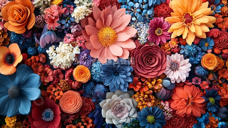 高清大图下载【趣麦麦图】彩色纸花背景图
