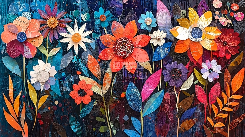 高清大图下载【趣麦麦图】色彩鲜艳的立体花朵