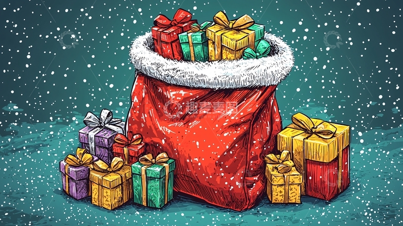 高清大图下载【趣麦麦图】圣诞老人礼物袋