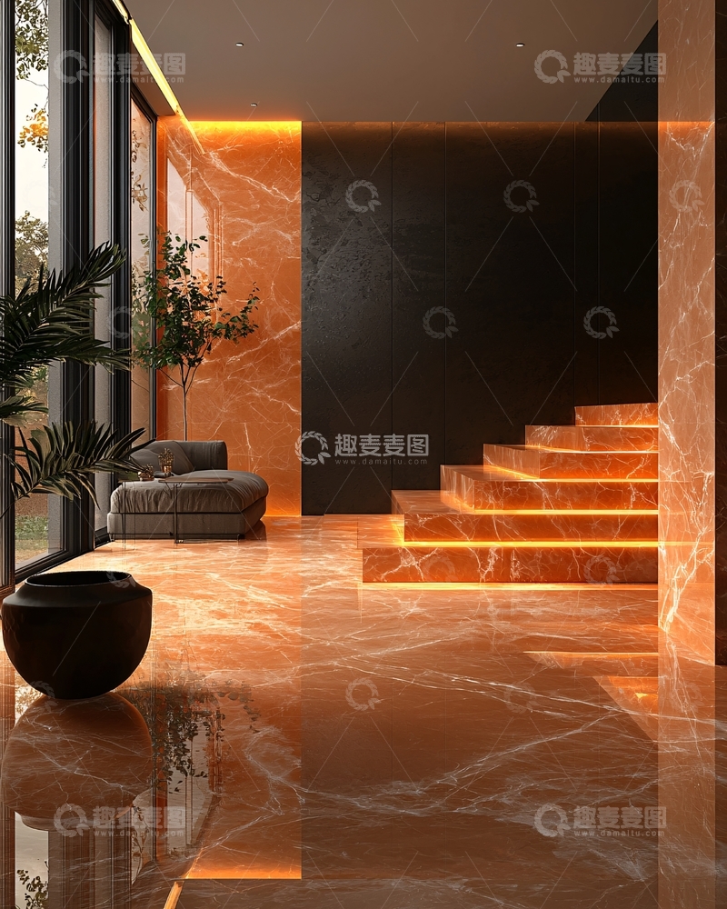 高清大图下载【趣麦麦图】现代简约大理石楼梯