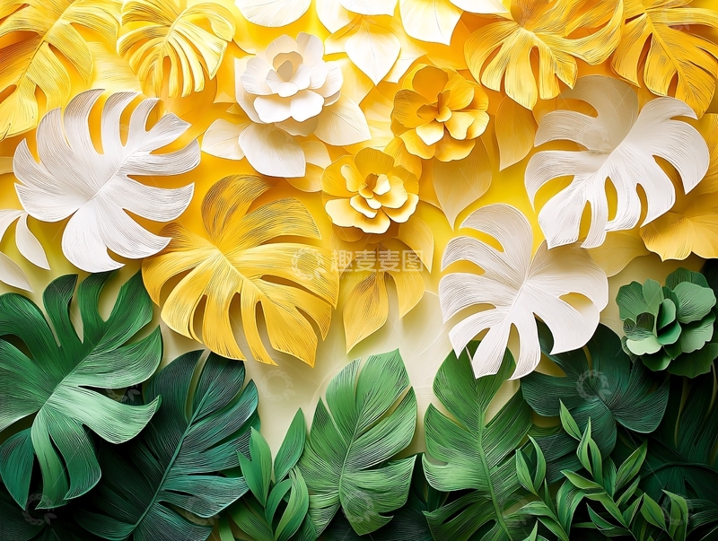 高清大图下载【趣麦麦图】纸艺花卉背景