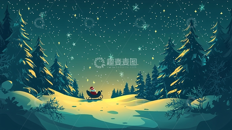 高清大图下载【趣麦麦图】圣诞夜雪景