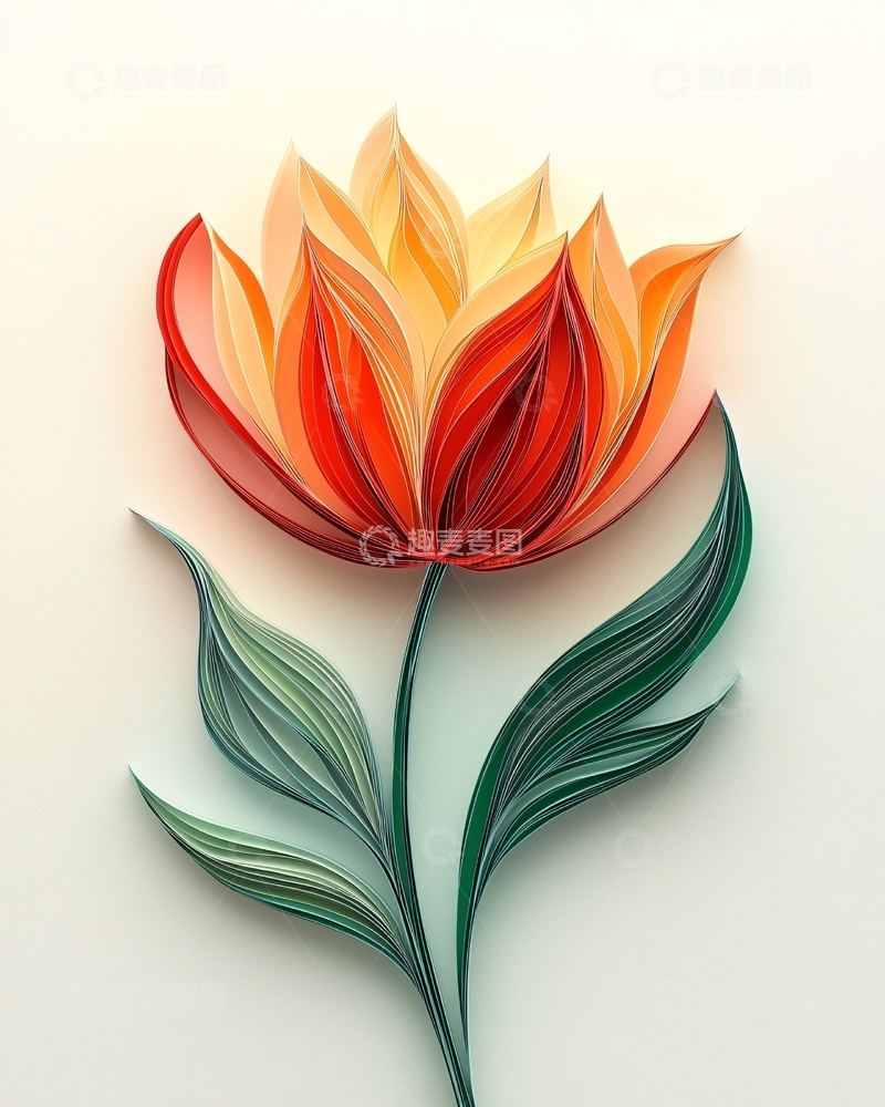 高清大图下载【趣麦麦图】橙色纸艺花朵