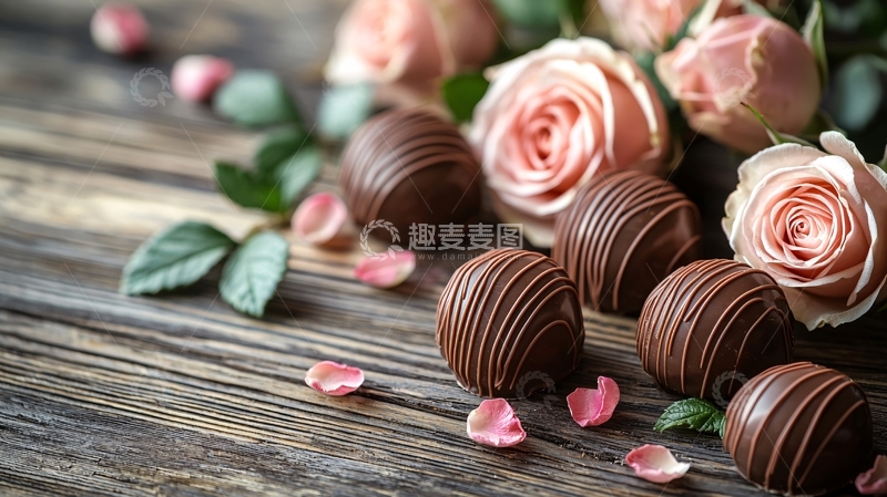 高清大图下载【趣麦麦图】粉玫瑰和巧克力糖