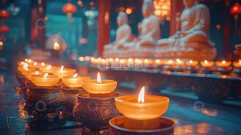 高清大图下载【趣麦麦图】寺庙烛光
