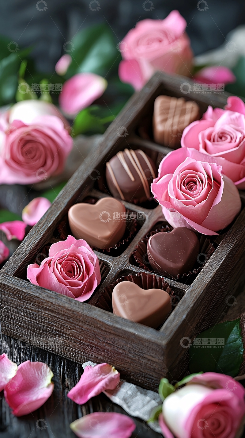 高清大图下载【趣麦麦图】粉玫瑰巧克力礼盒