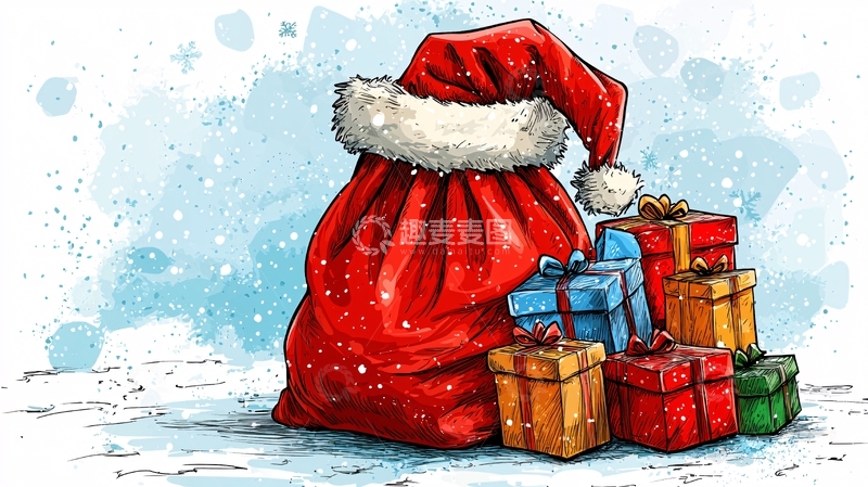 高清大图下载【趣麦麦图】圣诞老人礼物袋