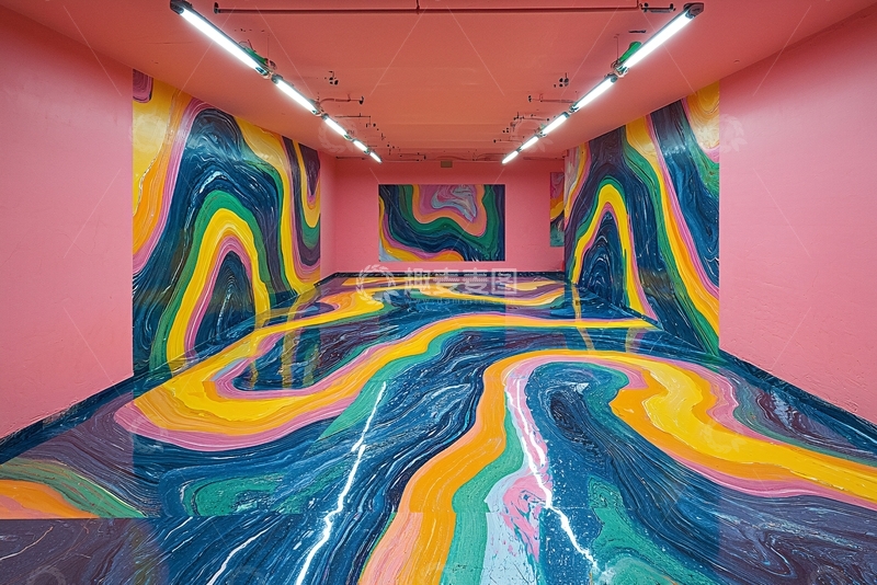 高清大图下载【趣麦麦图】粉色墙壁的艺术展厅
