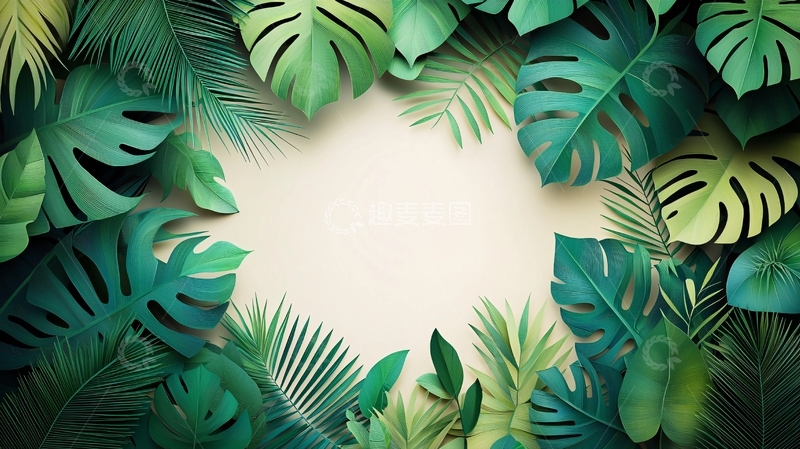 高清大图下载【趣麦麦图】热带植物环形边框