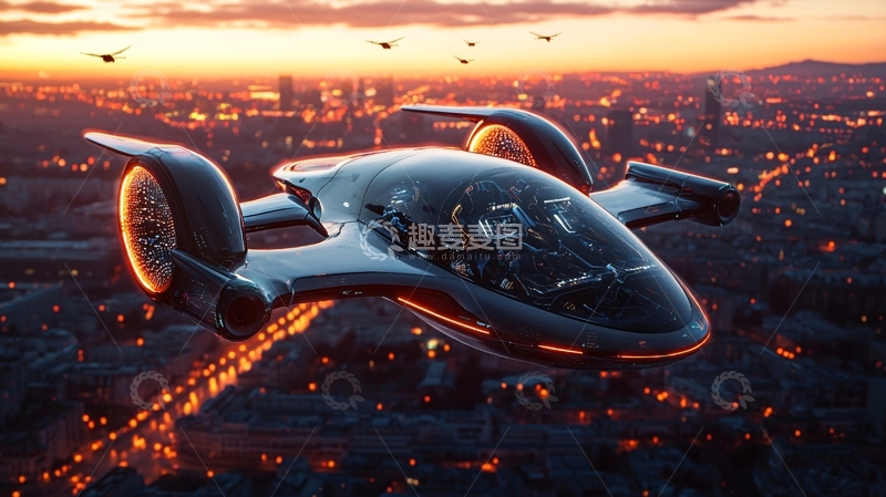 高清大图下载【趣麦麦图】未来飞行汽车