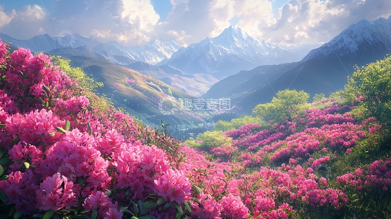 高清大图下载【趣麦麦图】杜鹃花盛开的山谷