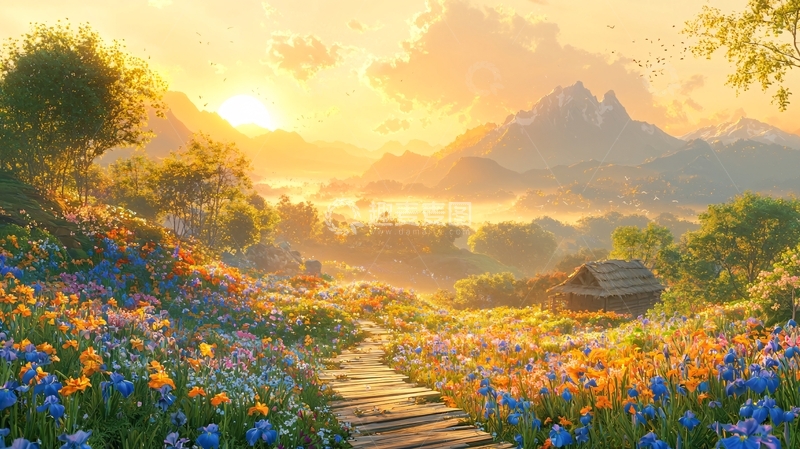 高清大图下载【趣麦麦图】阳光照耀下的田园风光