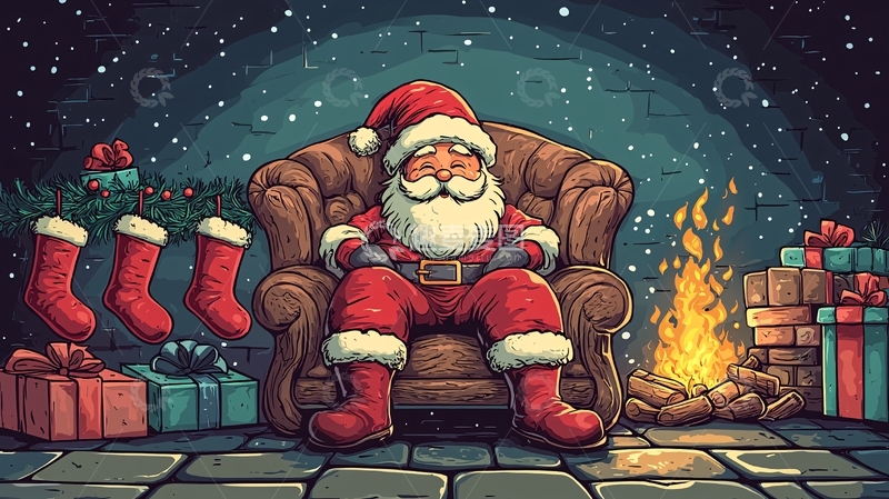 高清大图下载【趣麦麦图】圣诞老人休息室