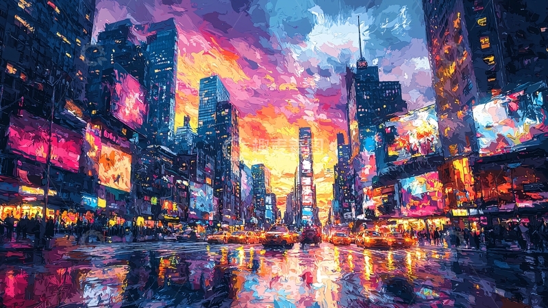 高清大图下载【趣麦麦图】纽约时代广场夜景