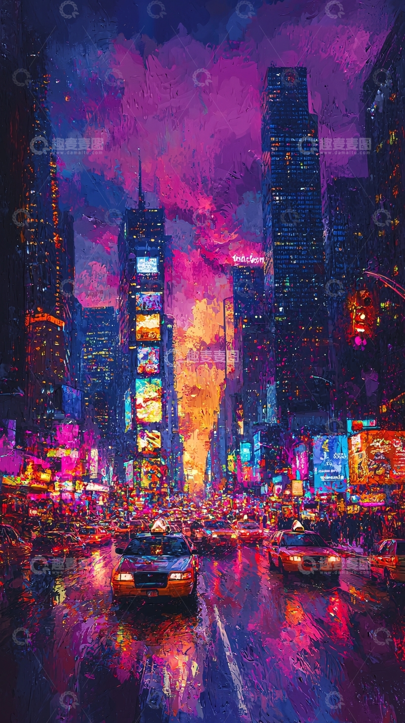 高清大图下载【趣麦麦图】夜晚纽约街景