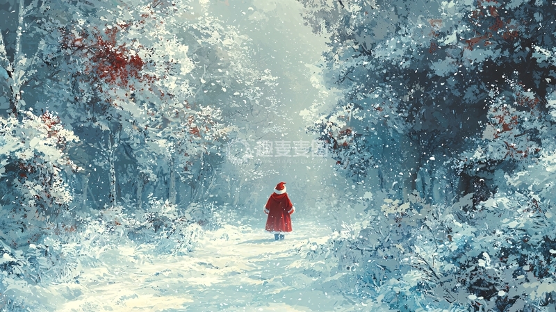 高清大图下载【趣麦麦图】雪地森林小路