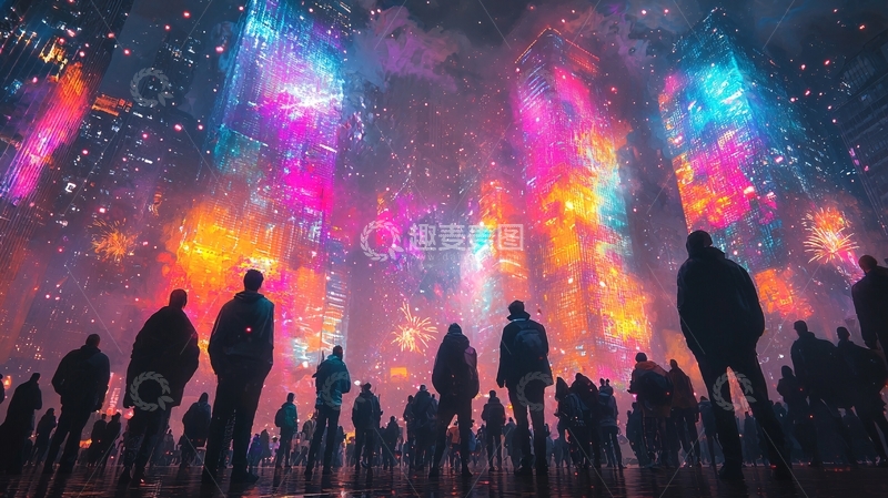 高清大图下载【趣麦麦图】绚丽多彩的烟火盛宴