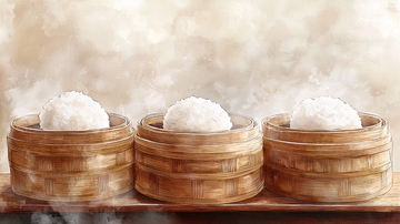 热气腾腾的蒸笼包子