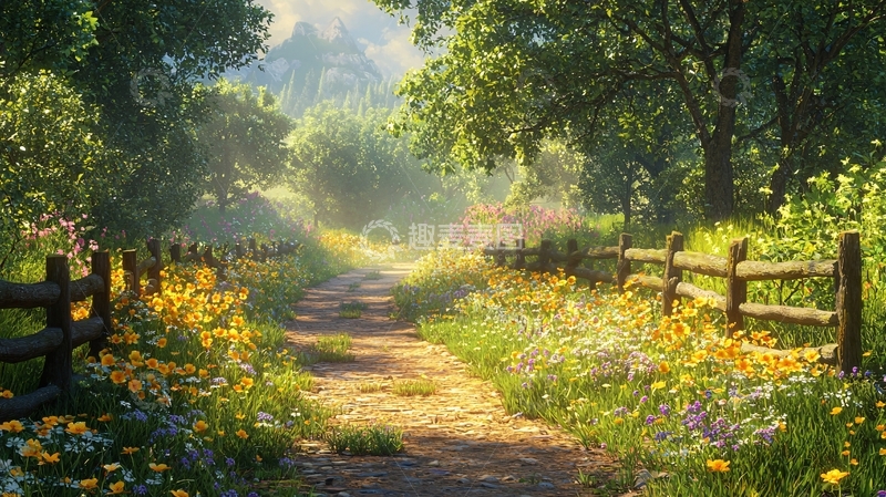 高清大图下载【趣麦麦图】阳光森林小路