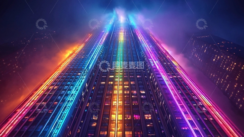 高清大图下载【趣麦麦图】霓虹灯照耀下的未来都市