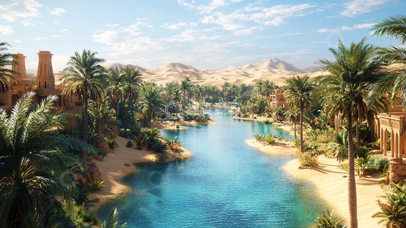 高清大图下载【趣麦麦图】沙漠绿洲