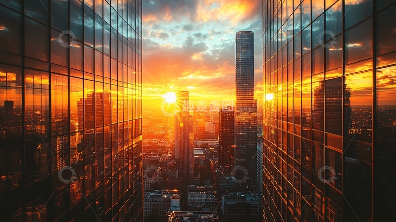 高清大图下载【趣麦麦图】城市日落剪影