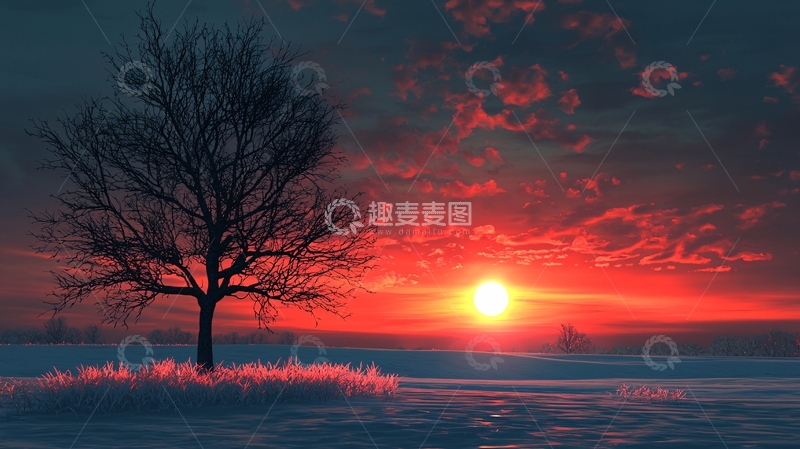 高清大图下载【趣麦麦图】冬季日落