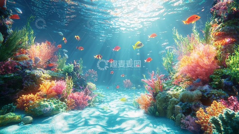 高清大图下载【趣麦麦图】阳光照射下的珊瑚礁