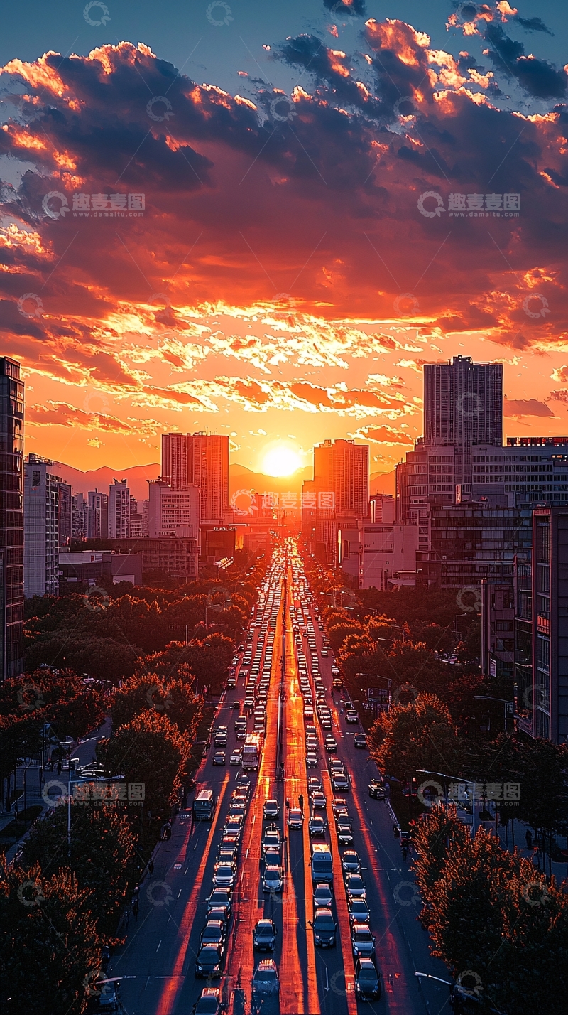 高清大图下载【趣麦麦图】城市日落