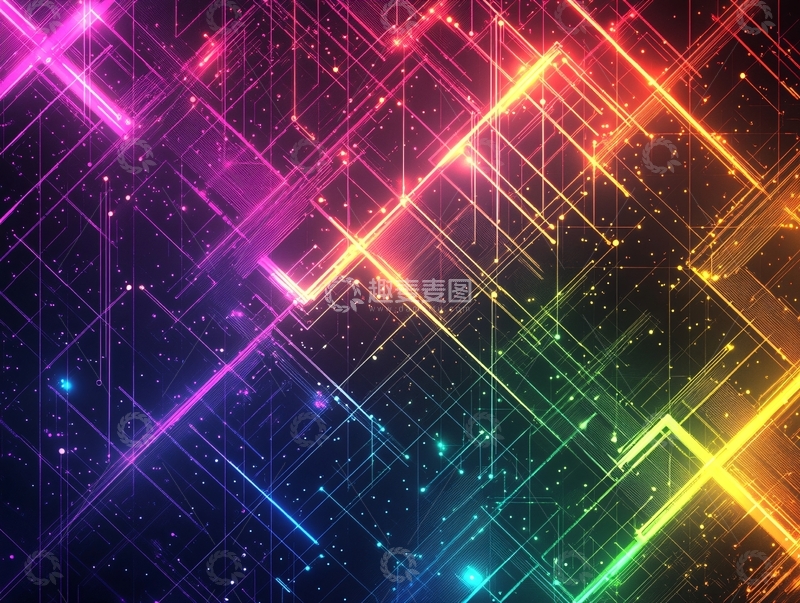 高清大图下载【趣麦麦图】彩虹色光线几何图案