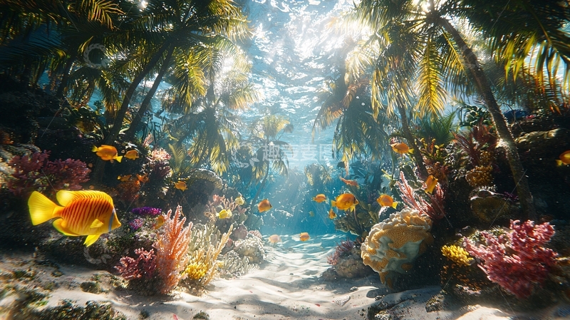 高清大图下载【趣麦麦图】海底椰林