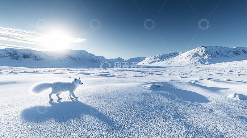 高清大图下载【趣麦麦图】北极狐雪地风景