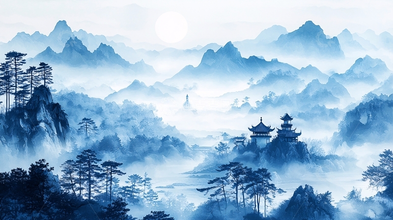 高清大图下载【趣麦麦图】水墨山水画750