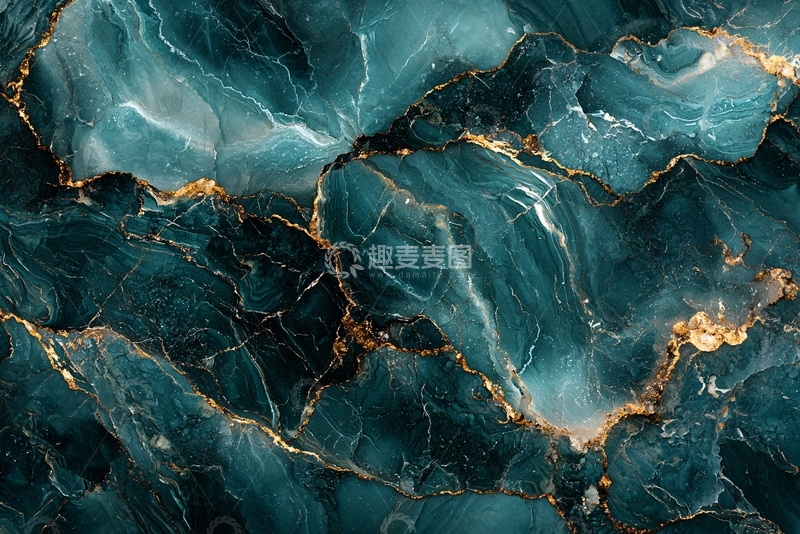 高清大图下载【趣麦麦图】蓝绿色金色大理石纹理